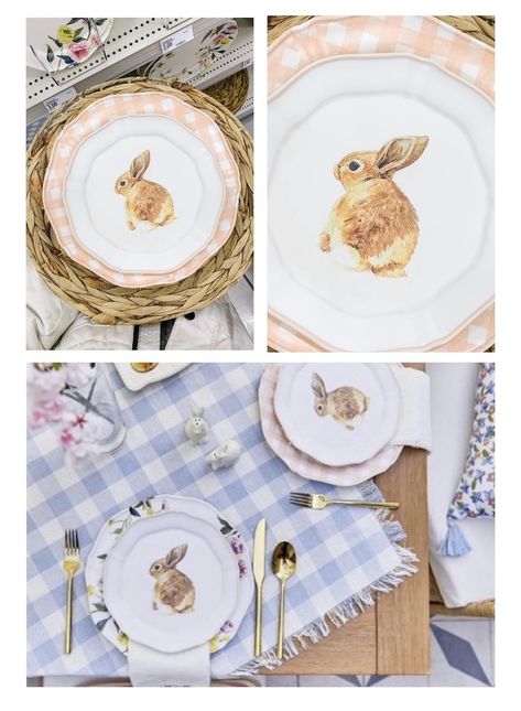 A group of us on instagram got together and shared our favorite Spring home decor finds from our Target shopping trips! It’s always a treat to stroll through Target so I was more than happy ... Rectangle Patio, Easter Nests, Bunny Plates, Easter Table Settings, Easter Tablescapes, Wood Patio, Pink Easter, Patio Dining Table, Easter Tree