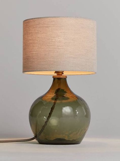 Contemporary Home Interior, Glass Lamp Base, Green Lamp, Side Lamps, Green Table, Table Lamps For Bedroom, Glass Lamp Shade, Desk Table, Bedside Table Lamps