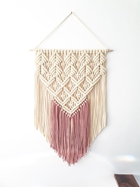 Pink Macrame, Wall Decor Pink, Macrame Tapestry, Macrame Wall Decor, Wall Hanging Boho, Bohemian Home Decor, Woven Wall Art, Boho Macrame, Boho Wall Hanging