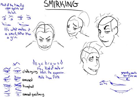 Tutorial on how to draw smirks Smirking Expression Drawing, Smirking Drawing Reference, Smug Expression Reference, Sneering Expression, Smirk Expression, Smirking Expression, Smirk Reference, Grin Drawing, Smirk Drawing