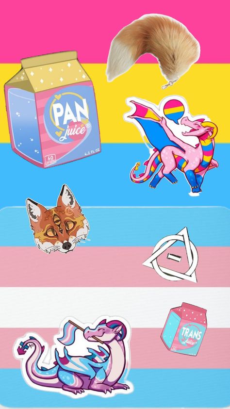 Pan, trans and fox therian wallpaper! 🏳️‍⚧️🏳️‍🌈🦊 Trans And Pan Wallpaper, Fox Therian Wallpaper, Trans Clothes, Trans Wallpaper, Therian Wallpaper, Fox Therian, Pansexual Flag, Pride Art, Trans Flag