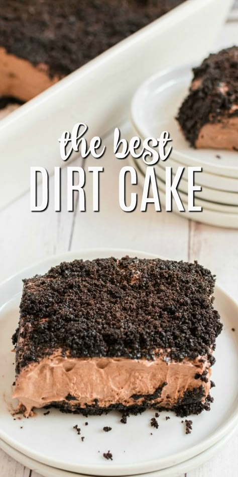 Dirt Cake For A Crowd, Chocolate Dirt Pudding, Easy Crowd Pleasing Desserts, Dessert Crowd, Dirt Cake Dessert, Easy Dirt Cake, Chocolate Dirt Cake, Fun Kids Desserts, Dirt Dessert Recipe