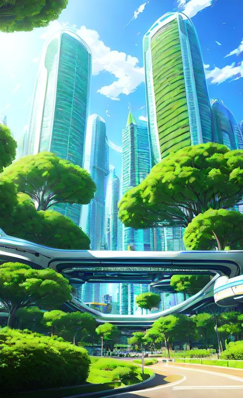 Solarpunk City, Futuristic City, Green