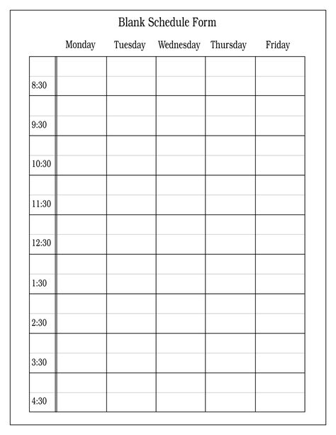 Free+Blank+Daily+Schedule+Form Weekly Schedule Template Excel, Class Schedule Template, Daily Calendar Template, Marketing Calendar Template, Week Calendar, Excel Calendar Template, Weekly Calendar Template, Schedule Calendar, Daily Schedule Template