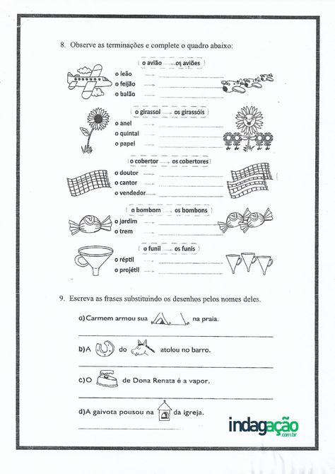 Atividade de Português: Texto informativo e número do substantivo singular e plural Plural E Singular, Bullet Journal