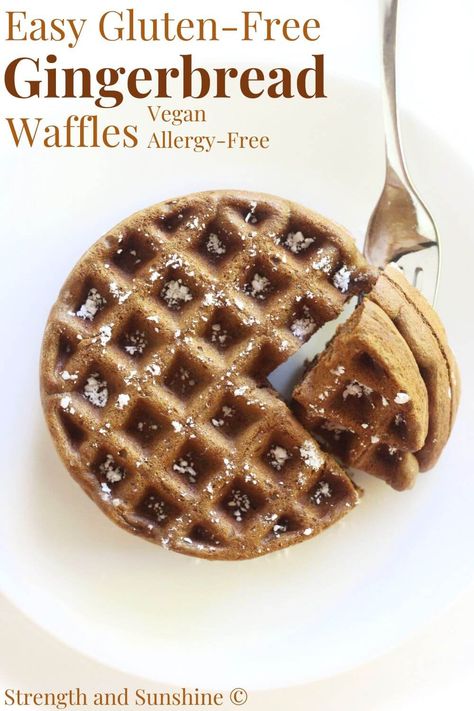 Healthy Holiday Breakfast, Gingerbread Waffles, Waffles Vegan, Vegan Waffles, Gluten Free Gingerbread, Vegan Gingerbread, Fluffy Waffles, Winter Weekend, Gluten Free Pancakes