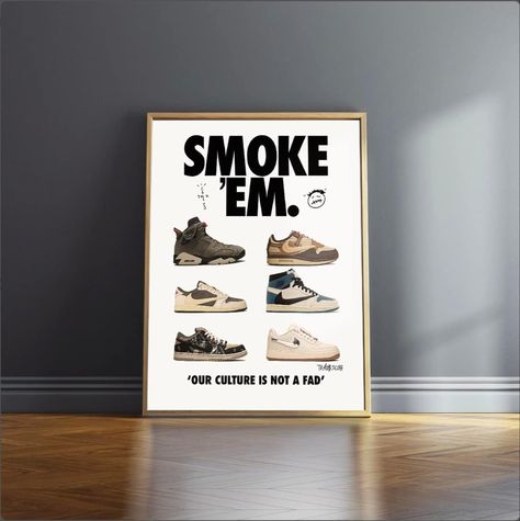 Room Decor Shoes, Mens Apartment Decor, Men Room, Shoes Poster, Shoes Painting, Hypebeast Sneakers, Hypebeast Art, Hypebeast Room, Shoe Poster