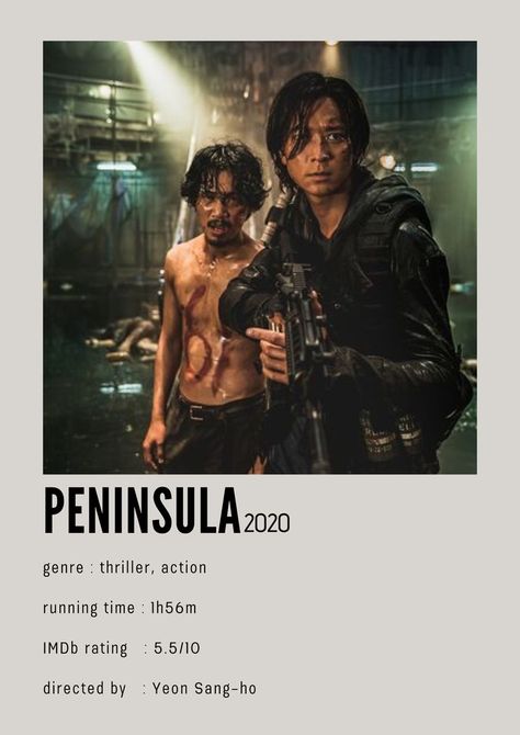 A soldier and his team battle hordes of post-apocalyptic zombies in the wastelands of the Korean Peninsula. Peninsula Movie Poster, Peninsula Movie, Train To Busan, Korean Peninsula, A Soldier, Post Apocalyptic, Busan, Movie Poster, Soldier