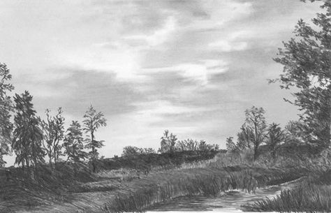 landscape drawing tutorial Landscape Drawing Tutorial, Drawing Sky, Landscape Pencil Drawings, Pencil Drawing Tutorials, Cloud Drawing, Sky Landscape, Graphite Drawings, Arte Inspo, Landscape Drawings