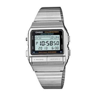 Casio DB380 1DF Classic Multilingual Databank Stainless Steel LED Digital Watch Casio Databank, Casio Digital, Casio Vintage, Casio Classic, Digital Data, Retro Watches, G Shock Watches, Countdown Timer, Luxury Watches For Men