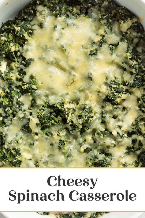 This spinach casserole is deliciously healthy, while extra cheesy! Plenty of spinach is baked into a casserole with two types of cheeses, and crispy breadcrumbs. Add this cheesy spinach casserole to your holiday table for a veggie-packed side dish everyone will love! Cheesy Italian Spinach Bake, Squash Quiche, Spinach Dish, Spinach Casserole Recipes, Spinach Bake, Great Dinner Recipes, Spinach Casserole, Recipes List, Broccoli Cheese Casserole