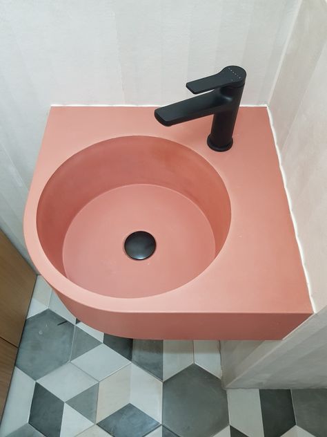 Corner Concrete Sink, Microcement Bathroom Sink, Wall Mount Floating or Countertop Basin, Transitional Bathroom Design for Small Aparment - Etsy Puerto Rico Pink Bathroom Sink, Microcement Bathroom, Cement Sink, Industrial Sink, Terrazzo Sink, Transitional Bathroom Design, Concrete Vessel Sink, Wall Hung Sink, Oak Bathroom