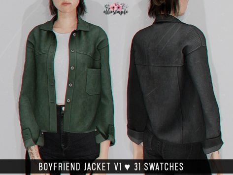 Cc The Sims 4, Lesbian Outfits, Sims Clothes, Sims 4 Download, Sims 4 Body Mods, Boyfriend Jacket, Sims 4 Dresses, The Sims 4 Download, Sims Four