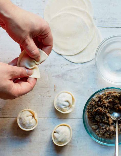 Recipes | Wild Mushroom and Truffle Dumplings Mushroom Dumplings Recipe, Mushroom Dumplings, Black Truffle Oil, Truffle Sauce, Truffle Mushroom, Dumplings Recipe, Wild Mushroom, Wonton Wrappers, Truffle Oil