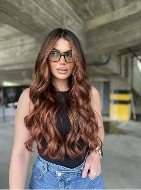 Dark Root Copper Hair, Copper Babylights, Copper Hair Ombre, Brown Human Hair Wig, Auburn Hair Color Ideas, Copper Balayage Brunette, Auburn Hair Color, Ginger Hair Color, Hair Color Auburn