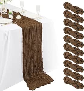 Lykoow 10 Packs Cheesecloth Table Brown, 10Ft x 35" Rustic Gauze Boho Wedding Table Runner Decoration, Wedding Table Decor Table Cloth for Wedding Party Bridal Shower Table Boho Wedding Table Runner, Table Cloth For Wedding, Decoration Wedding Table, Boho Wedding Table, Bridal Shower Table, Wedding Table Runner, Shower Table, Bridal Shower Tables, Table Runners Wedding