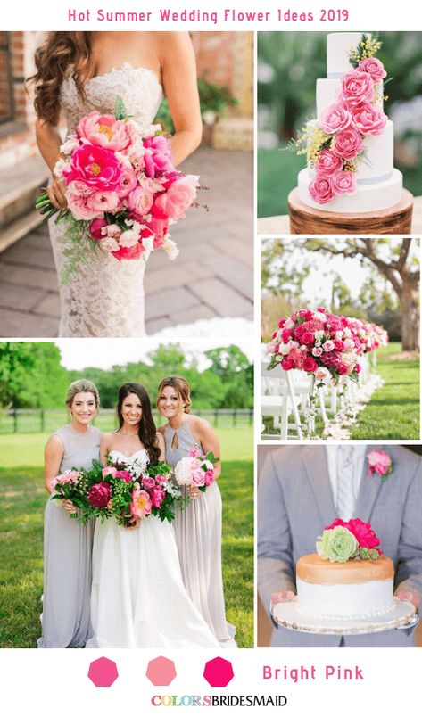 Bright Pink Wedding, Summer Wedding Flowers, Wedding Color Palette Summer, Pink Wedding Colors, Wedding Colours, Boda Mexicana, Garden Weddings, Wedding Flowers Summer, Summer Wedding Colors