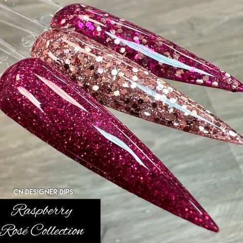 Raspberry Glitter Nails, Raspberry Nails Design, Nail Powder Dip, Nails Rose Gold, Powder Dip Nails, Dip Nail Powder, Nails Rose, Shape Nails, Dip Nails