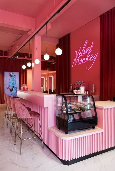 Bakery Shop Design, Pink Cafe, Bakery Interior, Bakery Design Interior, Bakery Decor, Cafe Shop Design, Bakery Design, Salon Interior Design, Business Decor