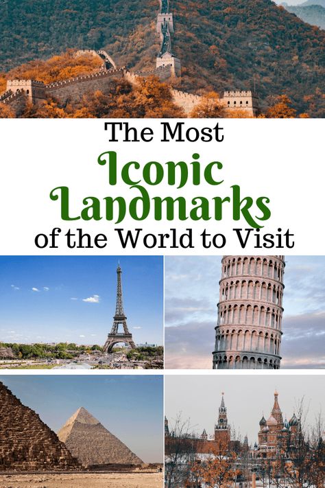 Famous Landmarks Around The World, Landmarks Of The World, Geography Printables, Travel Printables, All Continents, Great Pyramid Of Giza, Famous Photos, Italy Itinerary, Chinese Landscape