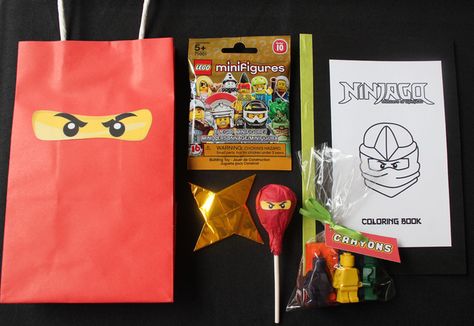 Favors at a Ninjago Party #ninjago #partyfavors Ninjago Party Favors, Ninja Birthday Party Ideas, Ninja Birthday Party, Lego Ninjago Party, Lego Ninjago Birthday, Ninjago Birthday Party, Ninja Birthday Parties, Ninjago Birthday, Ninjago Party