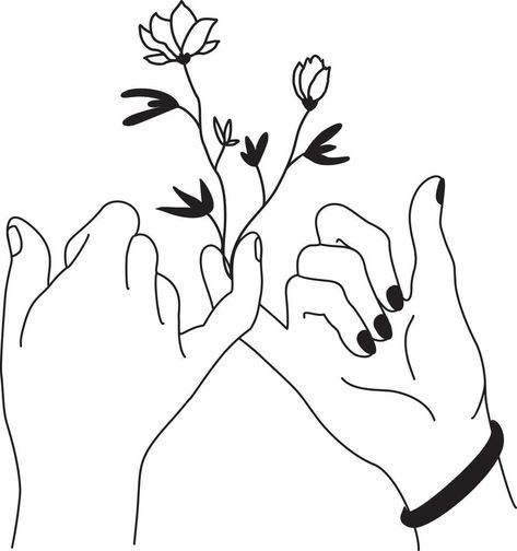 Caring touch of palms. Two hands connecting with love, symbol of romantic relationships. Couple joins fingers - concept of safety, togetherness. Cartoon vector Hands Connecting, Couples Symbols, Together Symbol, Half Sleeve Tattoo Stencils, Symbol Drawing, Love Symbol, Black Love Couples, Cute Love Wallpapers, Half Sleeve Tattoo