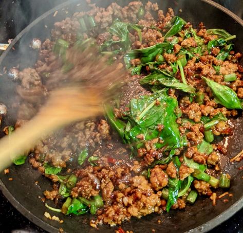 Thai Basil Pork, Basil Pork, Pork With Rice, Pao Recipe, Pad Kra Pao, Pork Mince Recipes, Ground Pork Recipes, Trip To Thailand, Thai Recipe