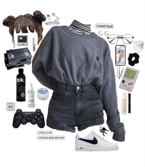 Gamer Girl Outfit, Mighty Ducks, Nerdy Girl, Girl Fits, Gaming Clothes, Goth Fashion, Gamer Girl, Outfits Aesthetic, Comfy Outfits