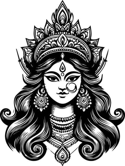 A art illustration of black and white Ma Durga's beautiful face Tree Saw, Wedding People, Heart Tree, Cityscape Photos, Logo Banners, Nature Backgrounds, Heart With Arrow, Background Banner, Flower Heart