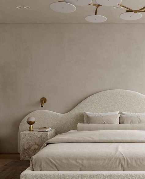 NINA MAGON | Sweet dreams are made of this! Beautiful custom bed design by Luma Interiors. #customfurniture #beddesign⁠ ⁠ Design… | Instagram Custom Headboard Wall, Wabi Sabi Bed Frame, Curve Bed Design, Tall Headboard Ideas, Cute Bed Designs, Full Wall Headboard Ideas, King Bed Aesthetic, Wavy Headboard, Colorful Modern Bedroom