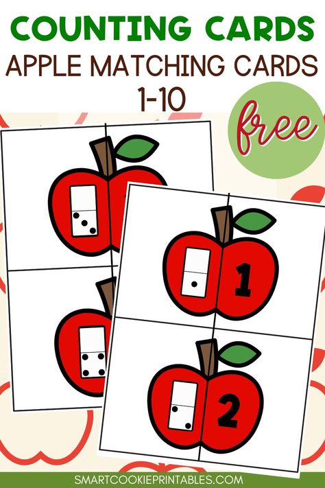 Free Apple Counting Cards 1-10 for kindergarten Apple Counting, Free Kindergarten Printables, Kindergarten Math Free, Apple Math, Numeracy Activities, Kindergarten Freebies, Free Preschool Printables, Math Number Sense, Kindergarten Printables