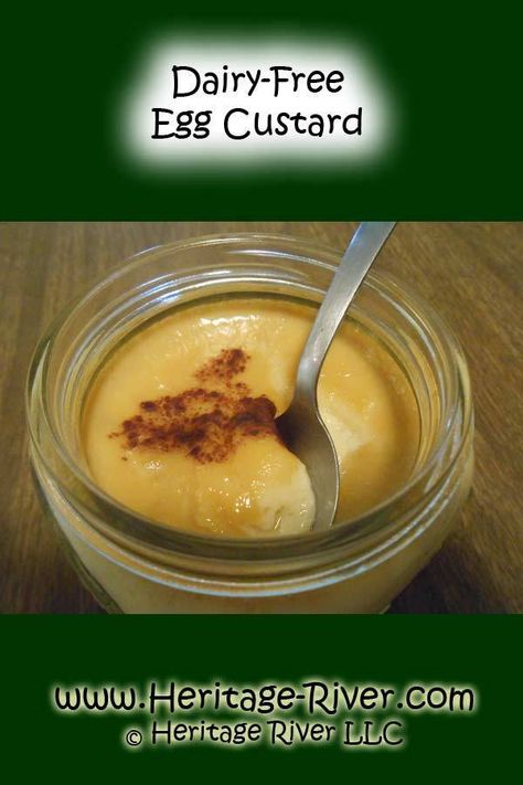 Dairy-Free Egg Custard – Heritage River LLC Egg Custard With Almond Milk, Dairy Free Egg Custard, Dairy Free Custard Recipe, Egg Custard Recipe Easy, Almond Milk Custard Recipe, Home Made Pudding, Dairy Free Custard, Baked Egg Custard, Egg Custard Recipes