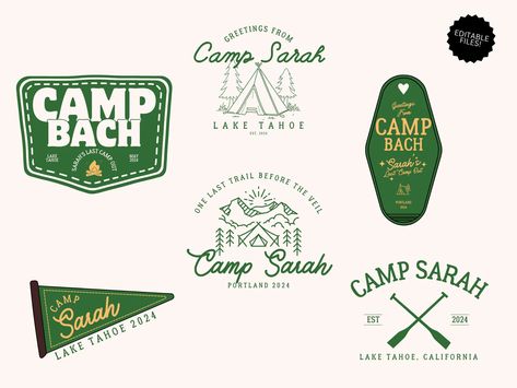 Custom Camp Bachelorette Logo, Lake Tahoe Bachelorette Logo, Bachelorette SVG, Bachelorette Weekend Logo, Camping Logo, Girls Trip, Rustic - Etsy Happy Camper Bachelorette, Bachelorette Branding, Lake Tahoe Bachelorette, Camp Logo Design, Summer Camp Logo, Camp Merch, Tahoe Bachelorette, Bachelorette Logo, Logo Camping