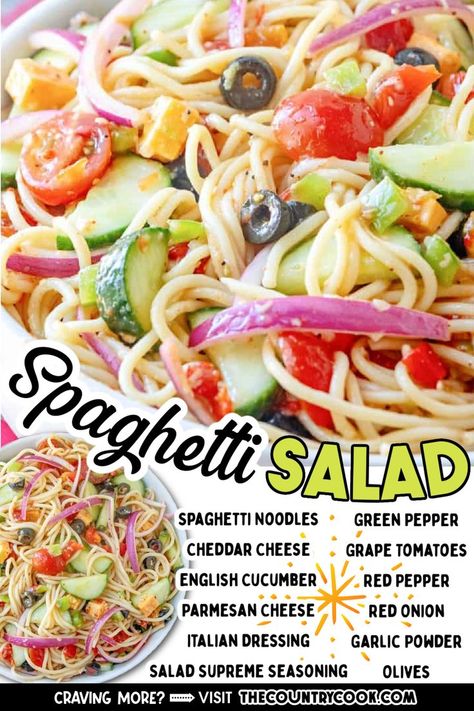 Spagetti Salad Recipes, Spaghetti Pasta Salad, Salad Low Carb, Summer Pasta Salad Recipes, Spaghetti Salad, Cold Pasta Salad Recipes, Summer Cookout, Easy Pasta Salad Recipe, Fresh Salad Recipes