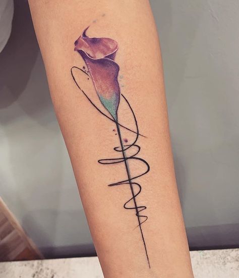 Kala #callalilytattoo #callalily Lily Tattoo Designs, Calla Lily Tattoo, Lilly Tattoo Design, Lilly Flower Tattoo, Lillies Tattoo, Lily Tattoo Design, Lily Flower Tattoos, Ribbon Tattoos, Lily Tattoo