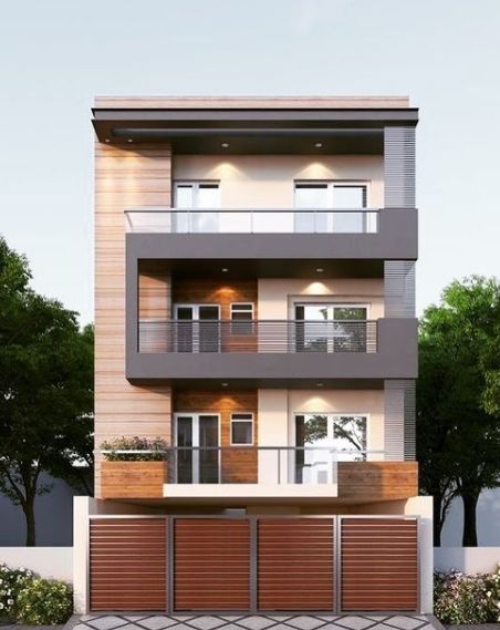 4 Floor Building Elevation, Balcony Elevation, Architecture Apartment, Builder Floor, Indian House Exterior Design, Residential Architecture Apartment, 3 Storey House Design, House Main Gates Design, Small House Elevation