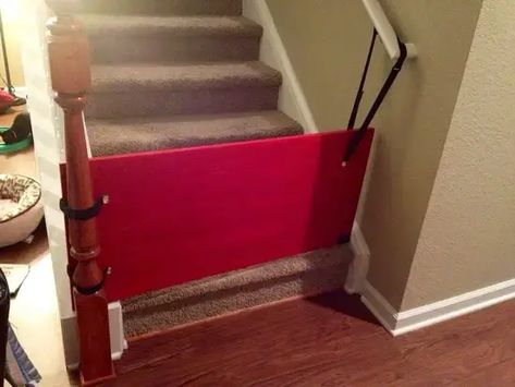 Baby Gate Ideas, Fabric Baby Gates, Stair Gates, Bottom Of Stairs, Puppy Gates, Cat Gate, Baby Gate For Stairs, Diy Baby Gate, Gate For Stairs