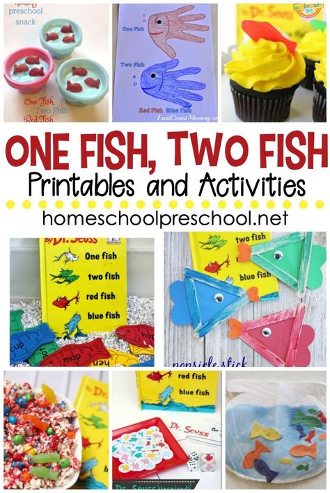 Early Reading Activities, Fish Printables, Dr Seuss Activities, Fish Activities, Dr Seuss Week, Red Fish Blue Fish, One Fish Two Fish, Preschool Arts And Crafts, Fish Crafts