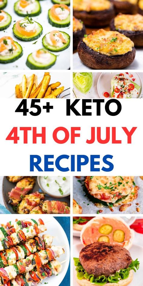 High Protein 4th Of July, 4th Of July Keto Food, Keto Fourth Of July Recipes, Low Carb 4th Of July Food, Keto July 4th Food, Keto 4th Of July Recipes, 4tg Of July Food, Low Calorie Appetizers, Baked Lemon Garlic Chicken