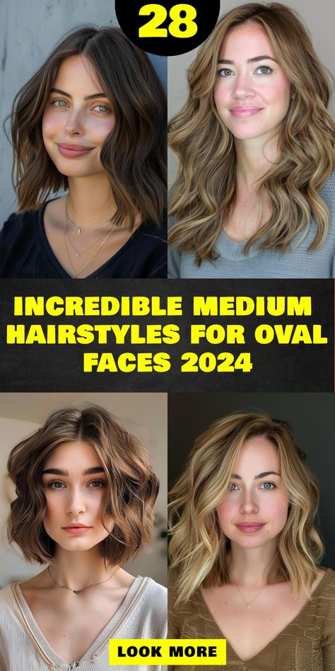 Discover the power of transformation with 28 medium hairstyles for oval faces as you step into 2024 with confidence. Hairstyles For Oval Faces, Trendy Haircuts Medium, Long Face Haircuts, Oval Face Haircuts, Stylish Short Haircuts, Medium Curly, Layered Bobs, Oval Face Hairstyles, Tousled Waves