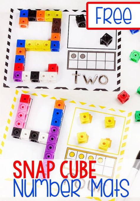 Snap Cube Number Mats, Snap Cube Letters Free, Number Cube Activities, Number Towers Free, Counting Cubes Preschool, Addition Math Centers Kindergarten, Kindergarten Number Recognition Games, Math Cube Activities, Linking Cubes Activities Free Printables