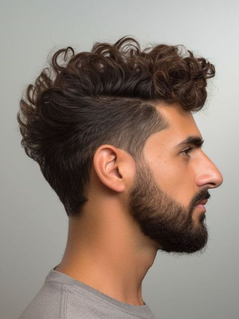 Perfect pompadour hairstyle for men with curly hair 18 ideas - mens-club.online Haircuts For Curly Hair Men, Curly Pompadour, Pompadour Hairstyle For Men, Best Curly Hairstyles, Curly Hairstyles For Men, Pompadour Haircut, Pompadour Men, Men With Curly Hair, Well Groomed Beard