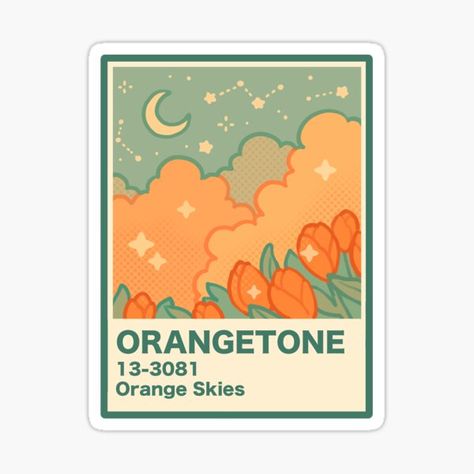 "orange skies" Sticker for Sale by freshbobatae | Redbubble Orange Stickers Printable, Orange Stickers Aesthetic, Orange Stickers Aesthetic Printable, Orange Stickers, Yellow Stickers, Friend Wallpaper, Journaling Kit, Best Friend Wallpaper, Kit Ideas