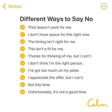 Calm on Instagram: "Saying "no” without explanation is okay. Honoring the limits of your energy is always an act of self-care. What's your go-to way to say no? 👇" Ways To Say Said, Saying No, Think Of Me, Healthy Tips, Holistic Health, Its Okay, Wise Words, New Day, Self Care