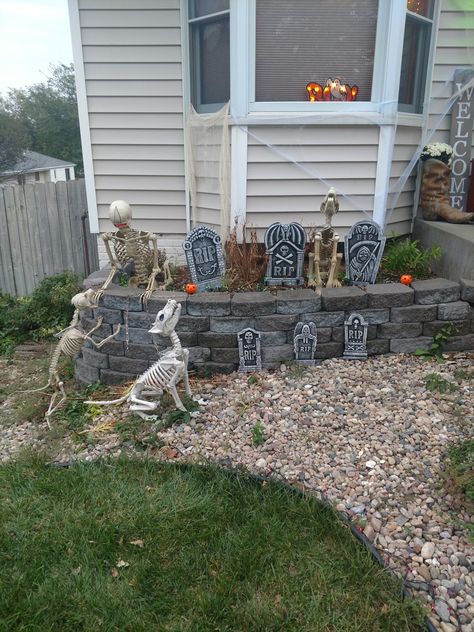 Pet cemetery. Skeleton. Dog skeleton. Halloween decorations. Graveyard. Boneyard. Pet Cemetery Ideas Halloween, Pet Cemetery Ideas, Cemetery Halloween Decorations, Skeleton Halloween Decorations, Halloween Zoo, Halloween Decorations Uk, Zombie Halloween Decorations, Cemetery Halloween, Dog Skeleton Halloween