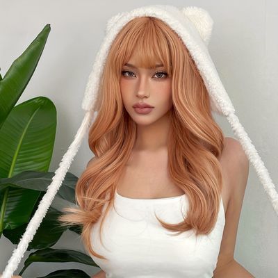 Curly Synthetic Wig, Kawaii Wigs, Bangs Wig, Hair Color Caramel, Hair Replacement, Gold Collar, Body Wave Hair, Green Ombre, Hair Stylist Life