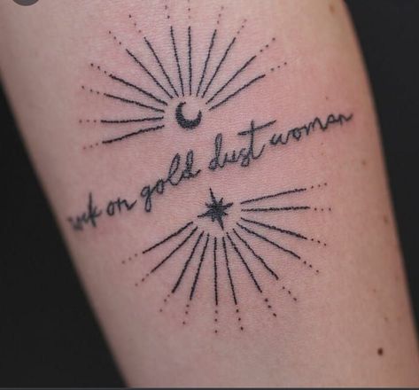 Rock On Gold Dust Woman Tattoo, Gold Dust Woman Tattoo, Mermaid Scales Tattoo, Tattoo Smart, Gold Dust Woman, Hippie Tattoo, Soul Tattoo, Scale Tattoo, Lyric Tattoos