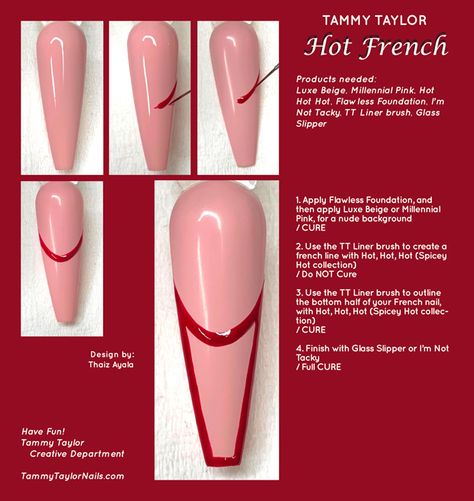 negative space french modern nail art designs coffin trendy red pink hot 2021 nail trends How To Do French Nails Step By Step, French Nails Step By Step, Diy Nail Designs Step By Step, Nail Painting Tips, Nails Practice, Nail Stones, Beginner Nail Designs, Taylor Nails, Nailart Tutorial