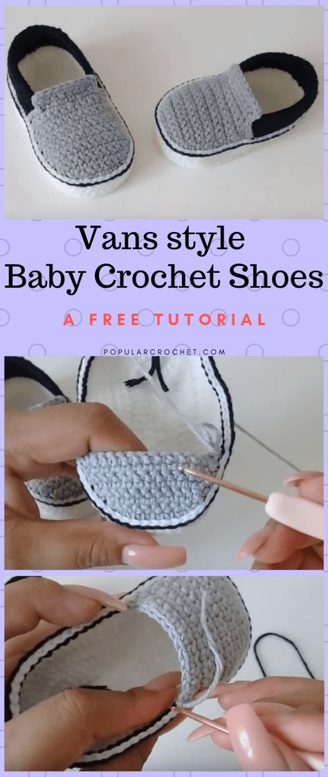 Baby Crochet Shoes, Estilo Vans, Crochet Converse, Crochet Baby Boots, Crochet Shoes Pattern, Popular Crochet, Crochet Baby Shoes Pattern, Baby Shoes Pattern, Baby Booties Pattern