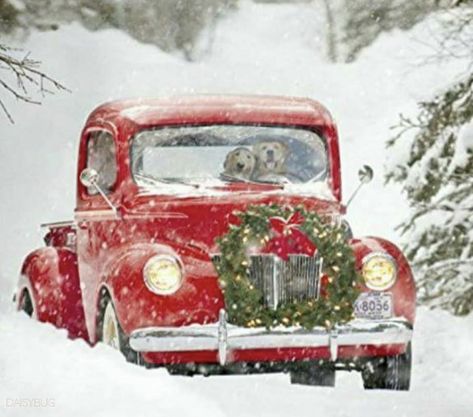 Christmas Car Decor, Christmas Tree Truck, Vibrant Wall Art, Car Poster, Christmas Car, Merry Christmas To You, Christmas Canvas, Christmas Past, Red Car